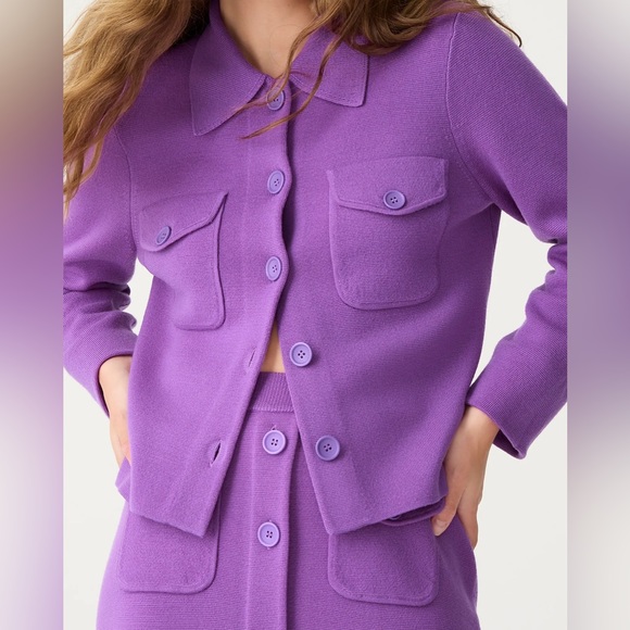 NWOT J.Crew Merino wool patch-pocket sweater-jacket - Picture 2 of 6